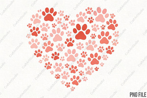 Dog Paw Heart Valentine's Day PNG, an Illustration by CraftArtStudio