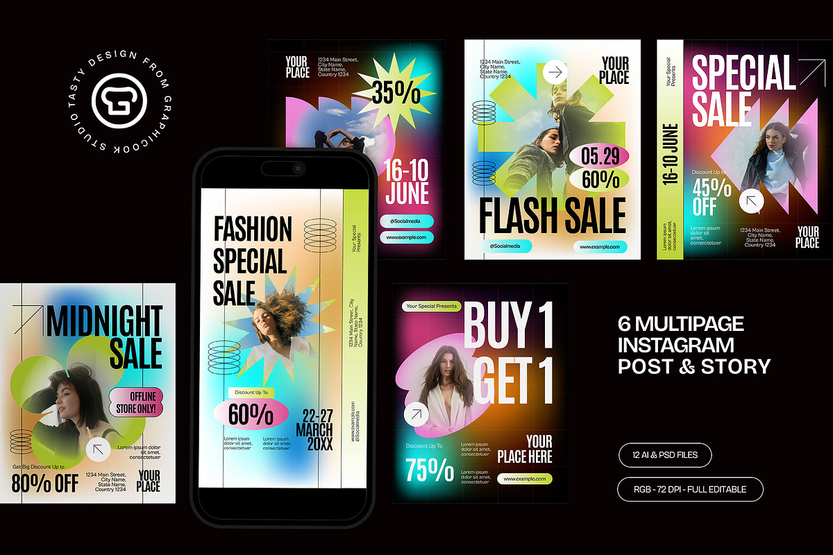 White Black Fashion Instagram Set, a Social Media Template by graphicook (Photo 1 of 3)