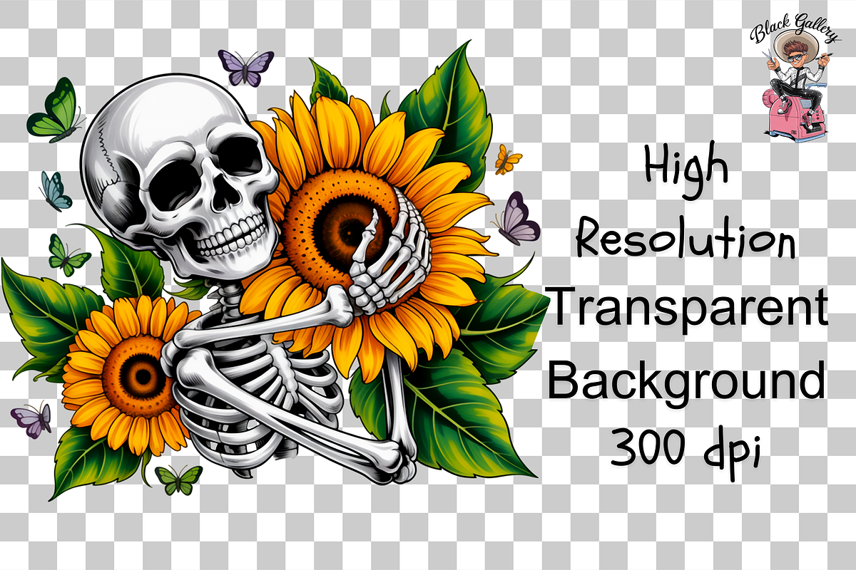 Skeleton Hugging Sunflower PNG, a Graphic by Clipart Bloom (Photo 10 of 12)