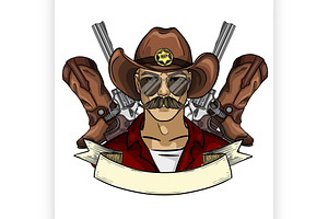 Hand Drawn Sketch Cowboy Icon