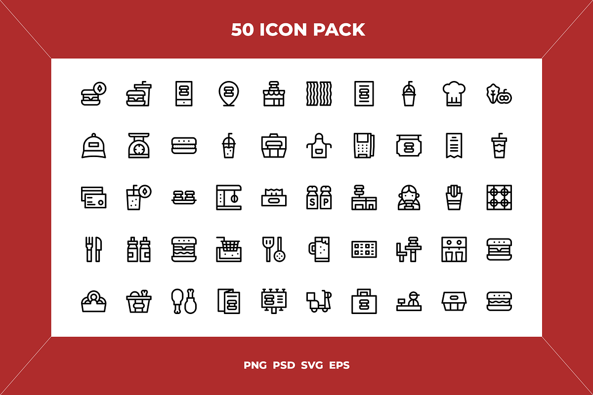 Burger restaurant icons, an Icon by Wencory (Photo 1 of 2)