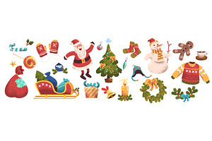 Santa christmas elements. Xmas tree, an Object Illustration by Stock-Smart-Start