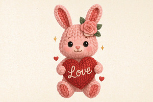 Crochet Faux Yarn Valentine Bunny Pn, an Illustration by DreamPrint404