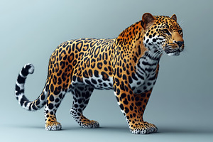 Majestic leopard stands proudly, sho, a Photo by Tanuart