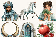 Watercolor Boho Arabian Clipart, a Person Illustration by BusyDaydesign (Thumbnail 6 of 9)
