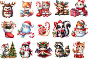Cute Christmas Critters Clipart, an Illustration by Designking (Thumbnail 3 of 5)