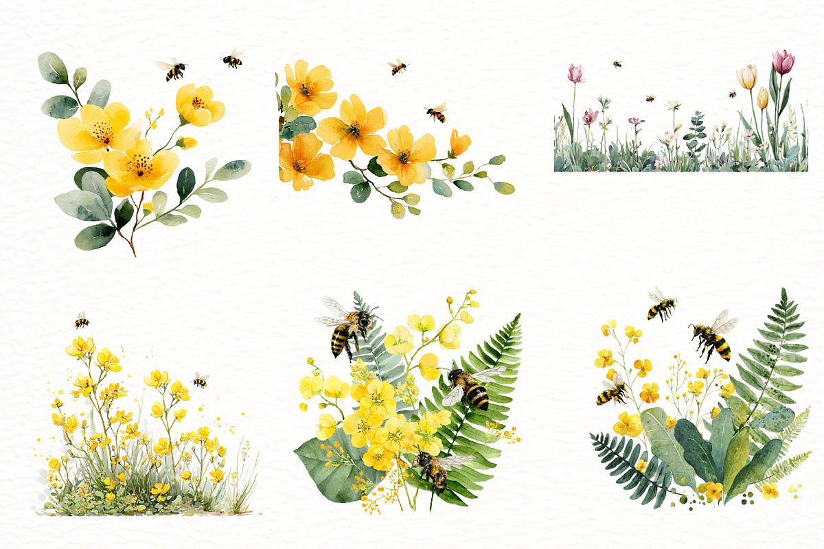 Spring Bees Border Clipart, an Illustration by Designworld (Photo 4 of 6)
