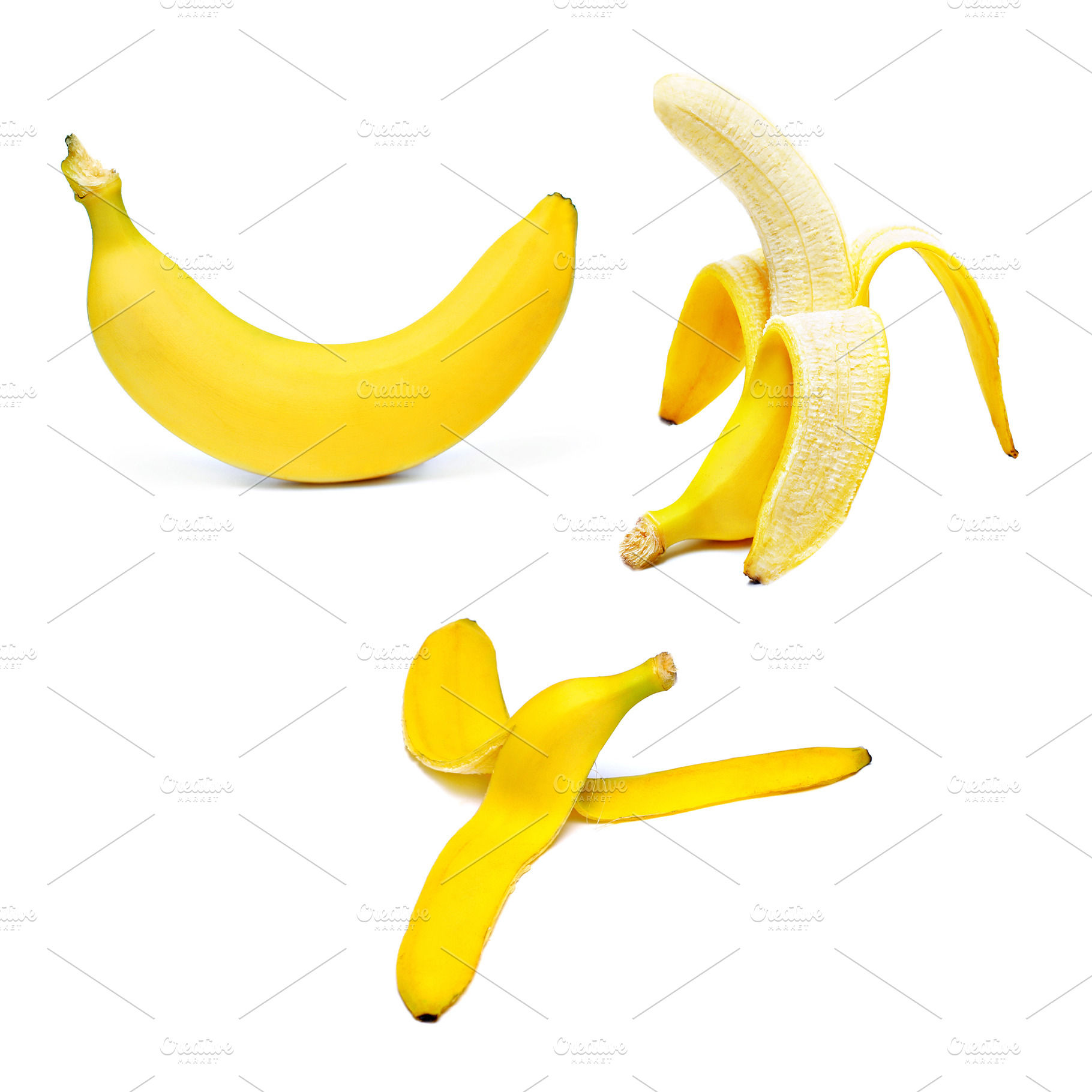 Ripe bananas set, a Photo by saiko3p