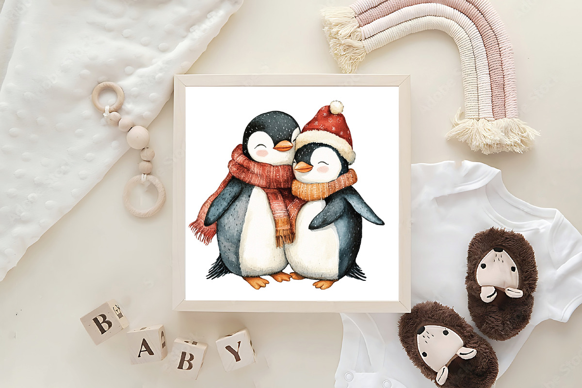 Cute Christmas Penguins Clipart, an Illustration by CraftArtStudio (Photo 6 of 6)