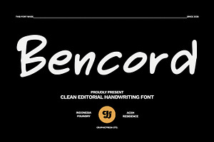 Bencord - Editorial Handwriting Font, a Handwritten Font by Graphicfresh