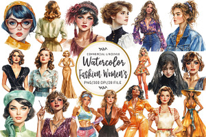 Vintage Fashion Women's  Clipart, an Illustration by OK Design