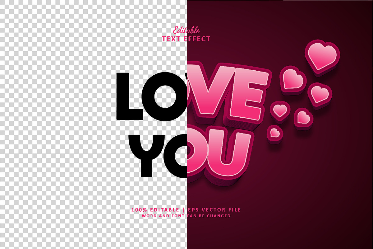 Text Effect Love You, a Layer Style Add-On by Navy Graphic (Photo 2 of 2)