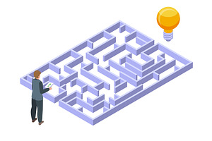 Isometric business maze. Office, a Person Illustration by Valerie Bodnar