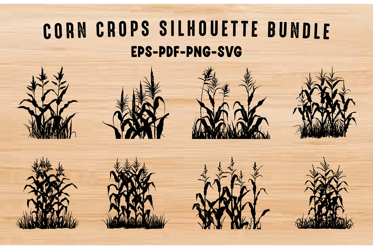 Corn Stalk Silhouette SVG Vector Set, a Finance Illustration by Gfx Expert Team (Photo 3 of 3)