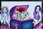DARK MERMAID WORLD collection, a Seasonal Illustration by SecondOfJuly (Thumbnail 4 of 5)