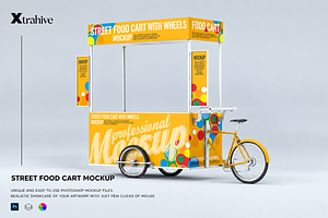 Food Cart Kiosk With Wheels Mockup, an Advertising Mockup by Xtrahive