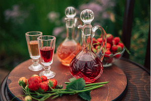 Strawberry Liqueur in Elegant Glass, a Food & Drink Photo by Jan Jack Russo Media
