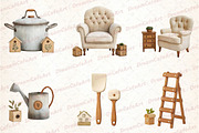 New Home Clipart Bundle, an Illustration by DreamCafeArt (Thumbnail 4 of 6)