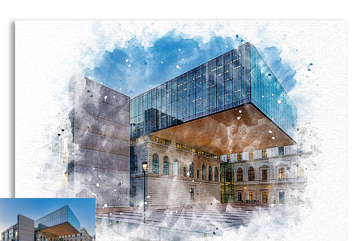 Architecture Watercolor Photo Effect, a Plug-in Add-On by Studio Retouch (Photo 2 of 6)
