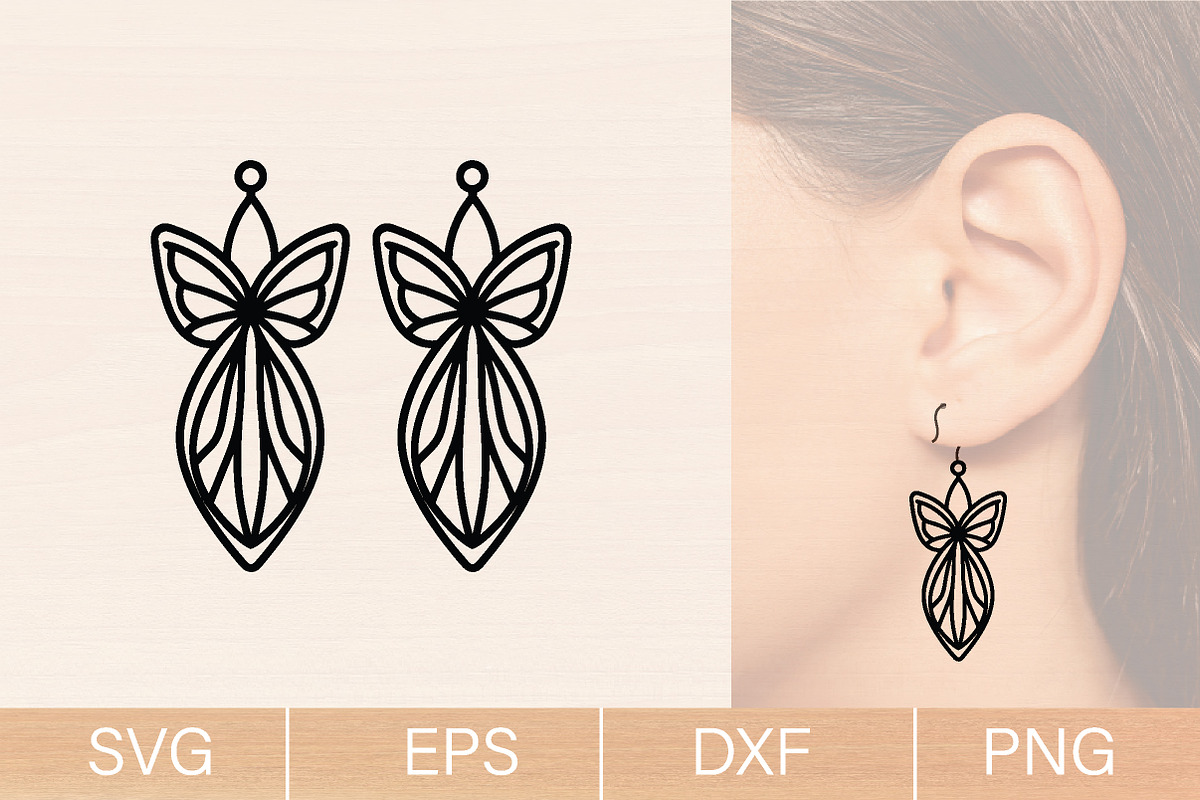 Butterfly Earrings Laser Cut Bundle, an Object Graphic by jannatulpakhi (Photo 3 of 8)