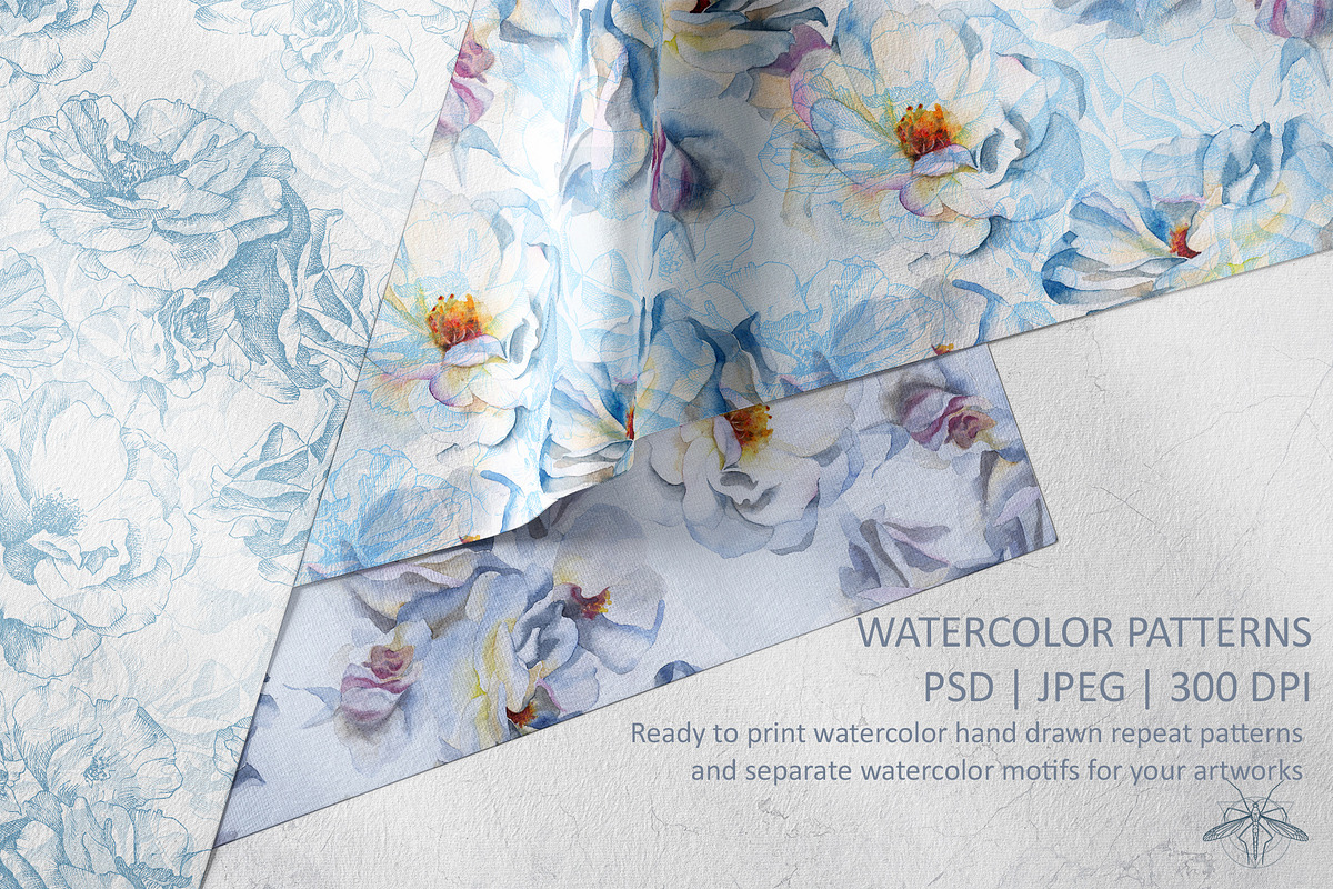 Jardin | Watercolor roses patterns, a Pattern Graphic by Tanya Vollar (Photo 11 of 11)