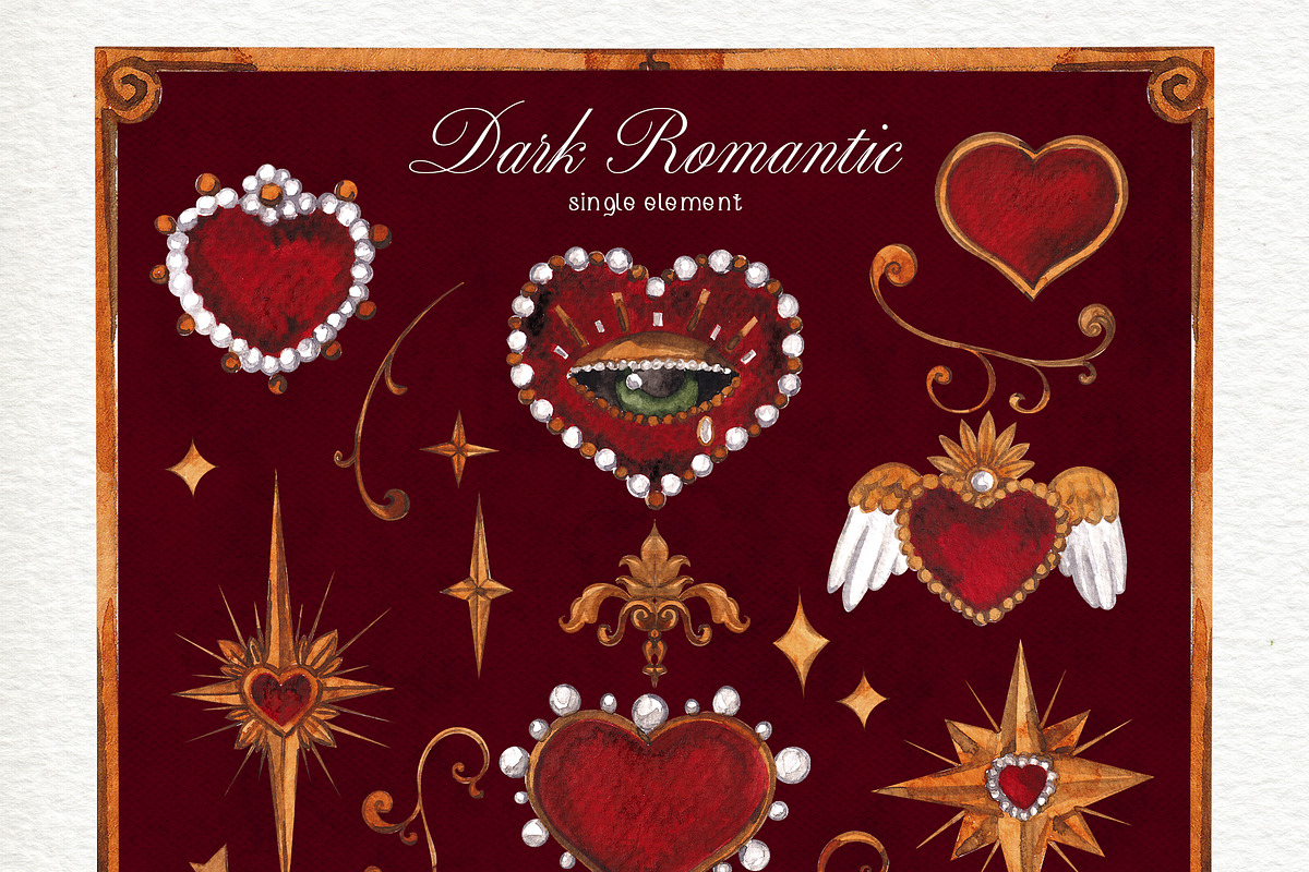 Dark Romantic. Watercolor art, an Object Graphic by ma_i_vi (Photo 6 of 12)