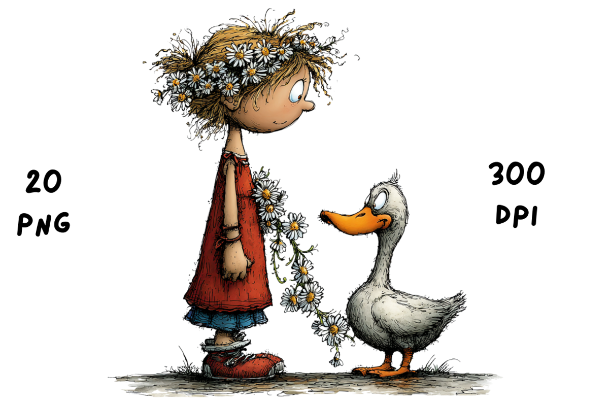 Whimsical Floral Girl and Duck, an Animal Illustration by GiraffeCreative (Photo 11 of 20)