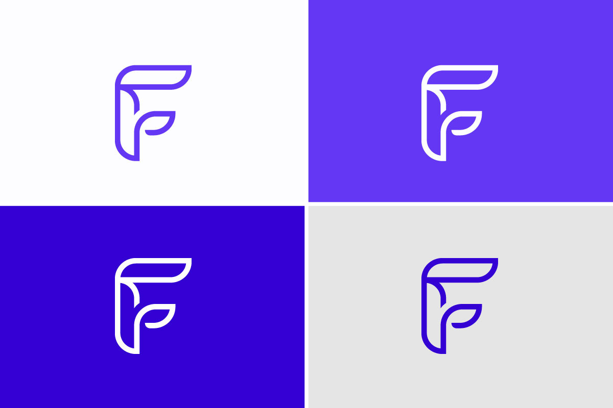 F Letter Logo with Leaf Minimal Design
