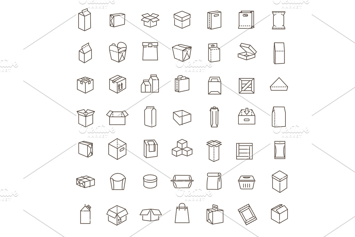 Vector package types icon set, an Object Illustration by Tettygreen