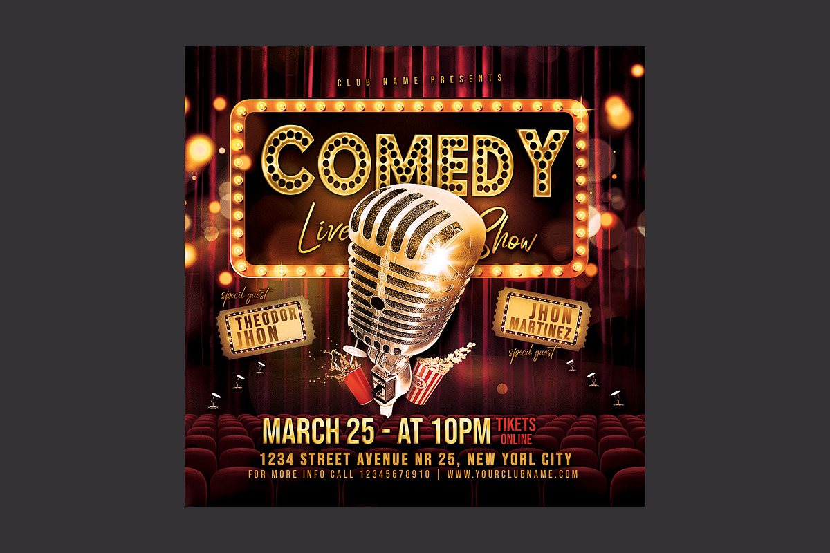 Comedy Show Flyer, a Flyer Template by DSGraphicDesign