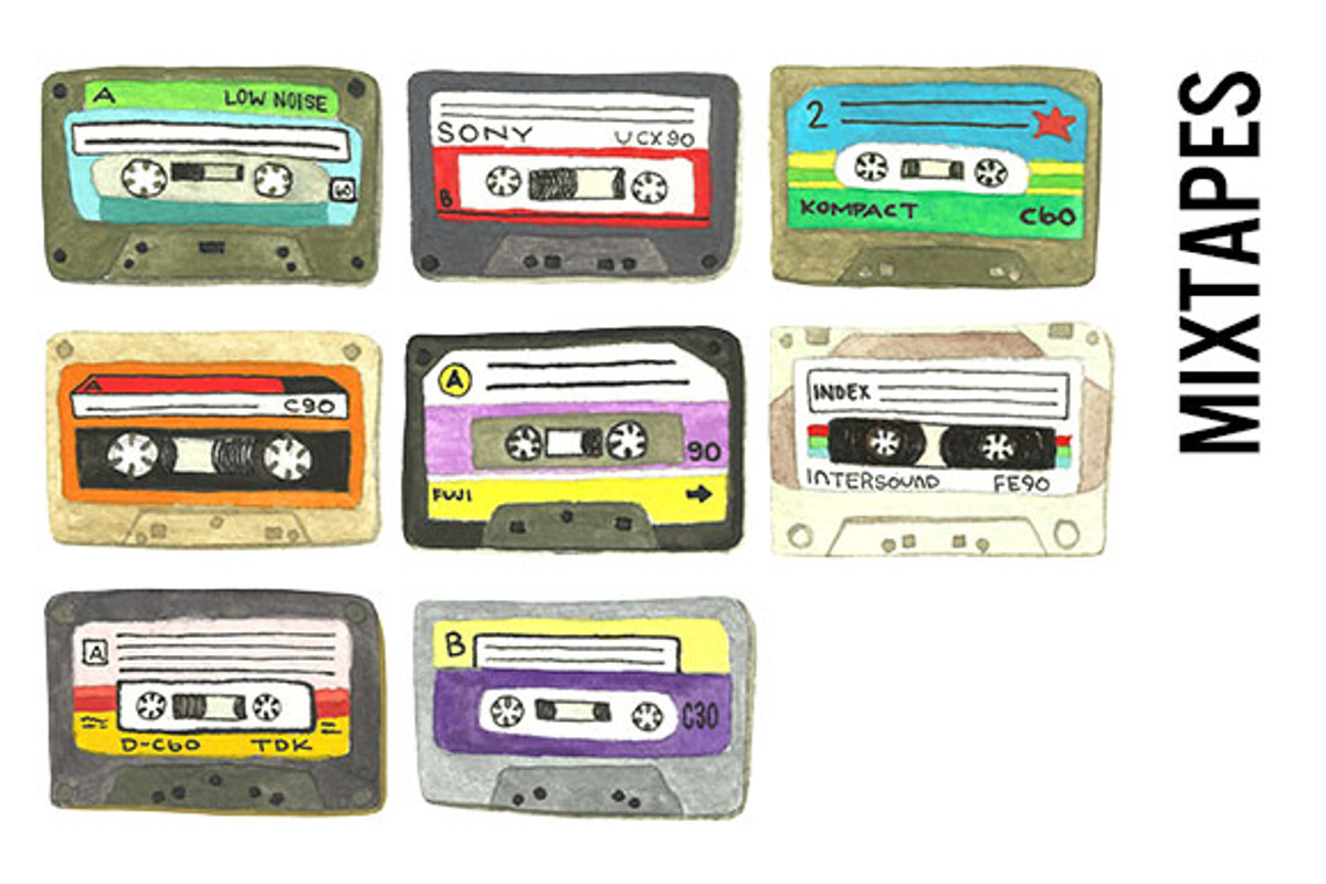 Mixtapes Clip Art - Transparent PNGs, an Illustration by Pepper