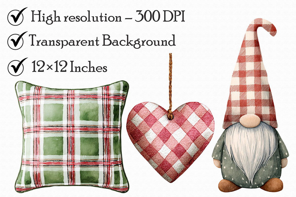 Plaid Christmas Clipart, an Illustration by Libby Wishes (Photo 5 of 7)