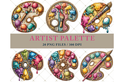 Artist Palette Clipart PNG, an Illustration by Memories By Lea (Thumbnail 2 of 7)