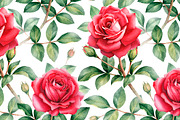 Red roses illustrations and patterns, a Texture Illustration by Sundra (Thumbnail 2 of 11)