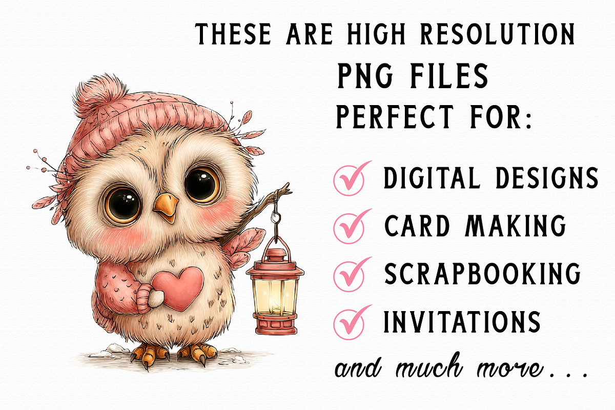 Whimsical Valentine Owl Clipart, an Illustration by Libby Wishes (Photo 6 of 7)