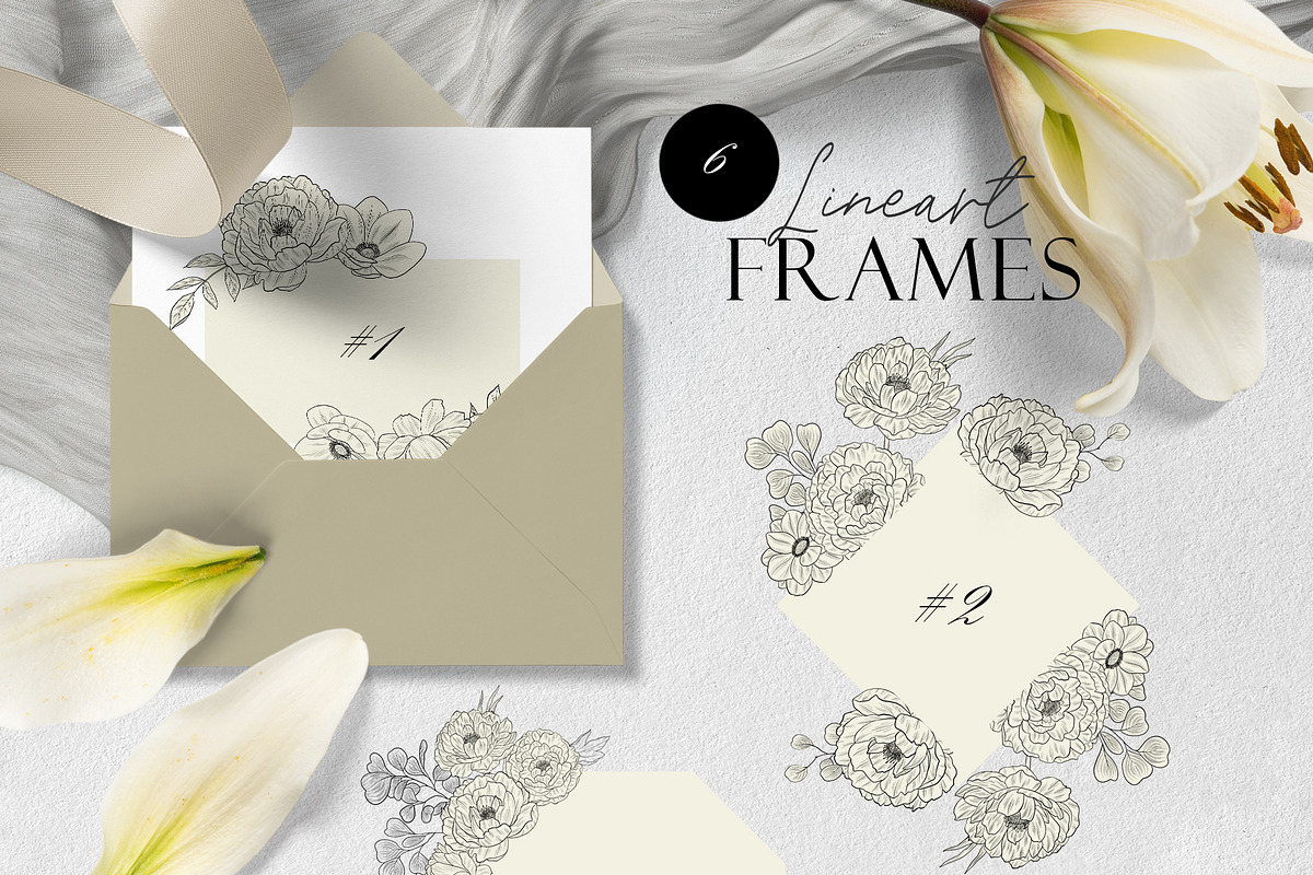 Line Art Flowers Collection, a Decorative Illustration by Letters-Shmetters (Photo 2 of 10)