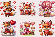 Valentine Cute Fox Clipart Bundle, a Seasonal Illustration by Craft Nest (Thumbnail 2 of 5)