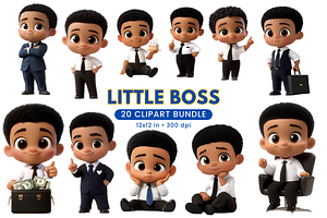 Little Boss Cute Boy Clipart SET, a Person Illustration by ninakosh