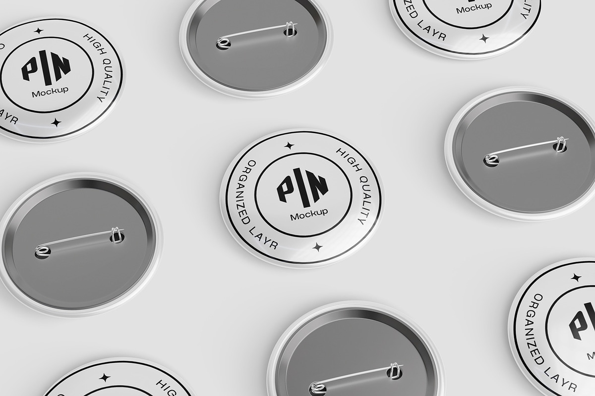 Round Pin Badges Mockup, a Merchandise Mockup by DSNA Mockup (Photo 5 of 6)