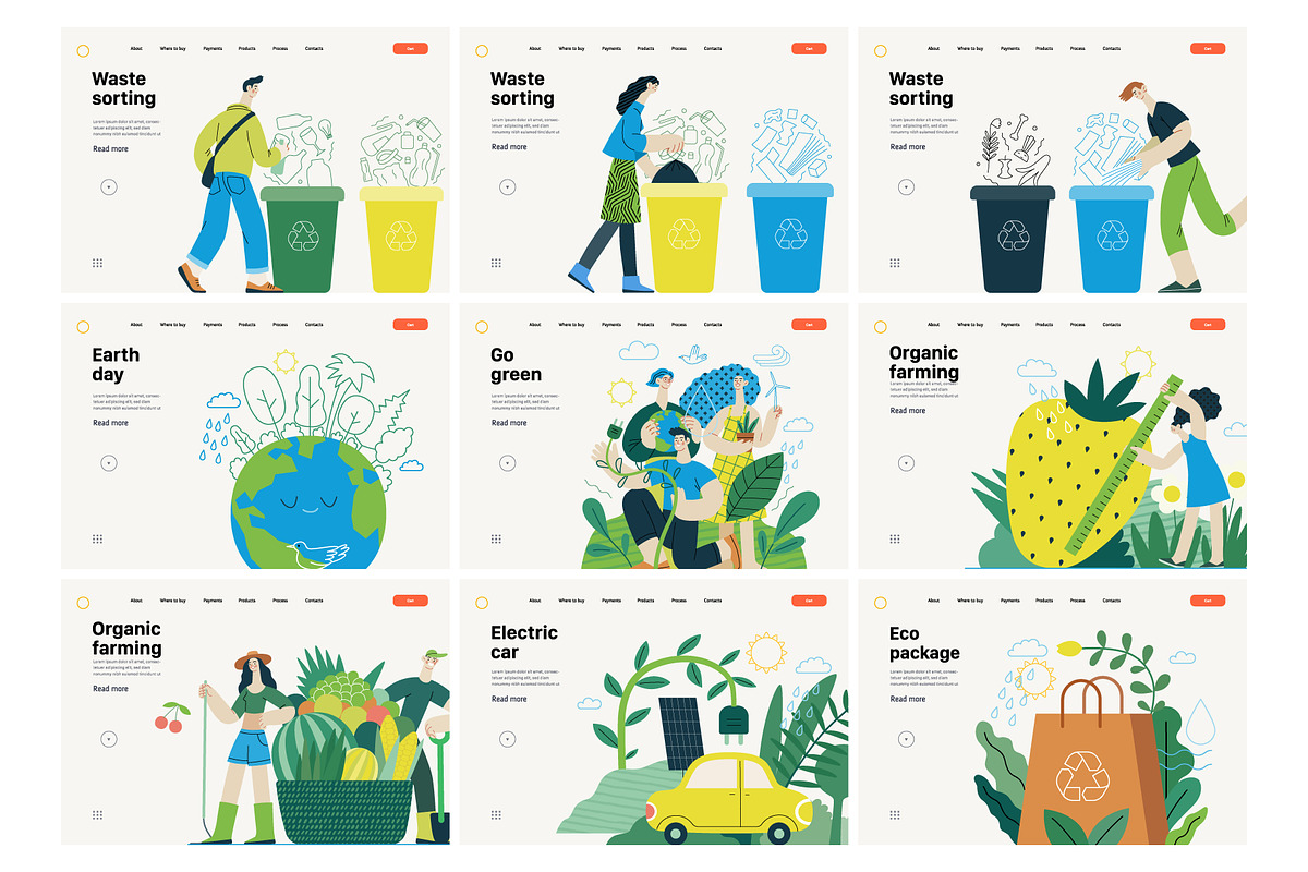 Ecology flat vector illustrations, a Templates & Theme by Grivina's shop (Photo 24 of 31)