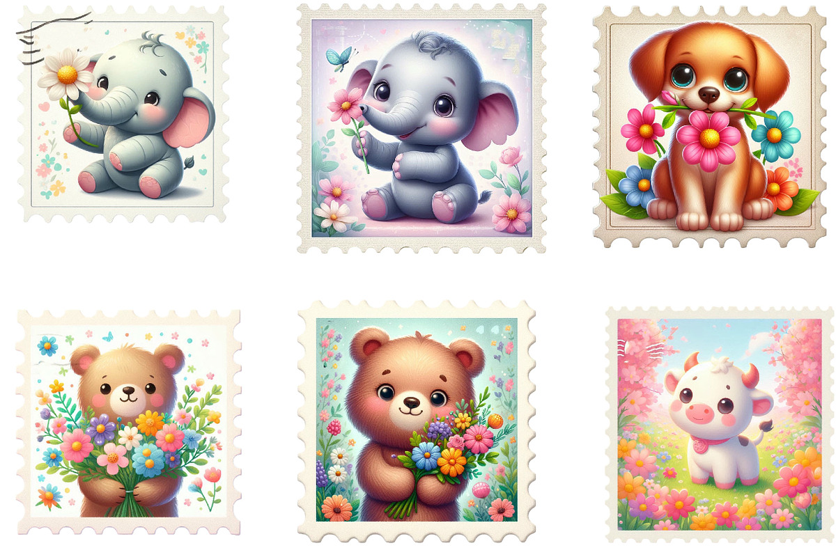 Spring Animal Postage Stamp Clipart, an Illustration by Designking (Photo 3 of 5)
