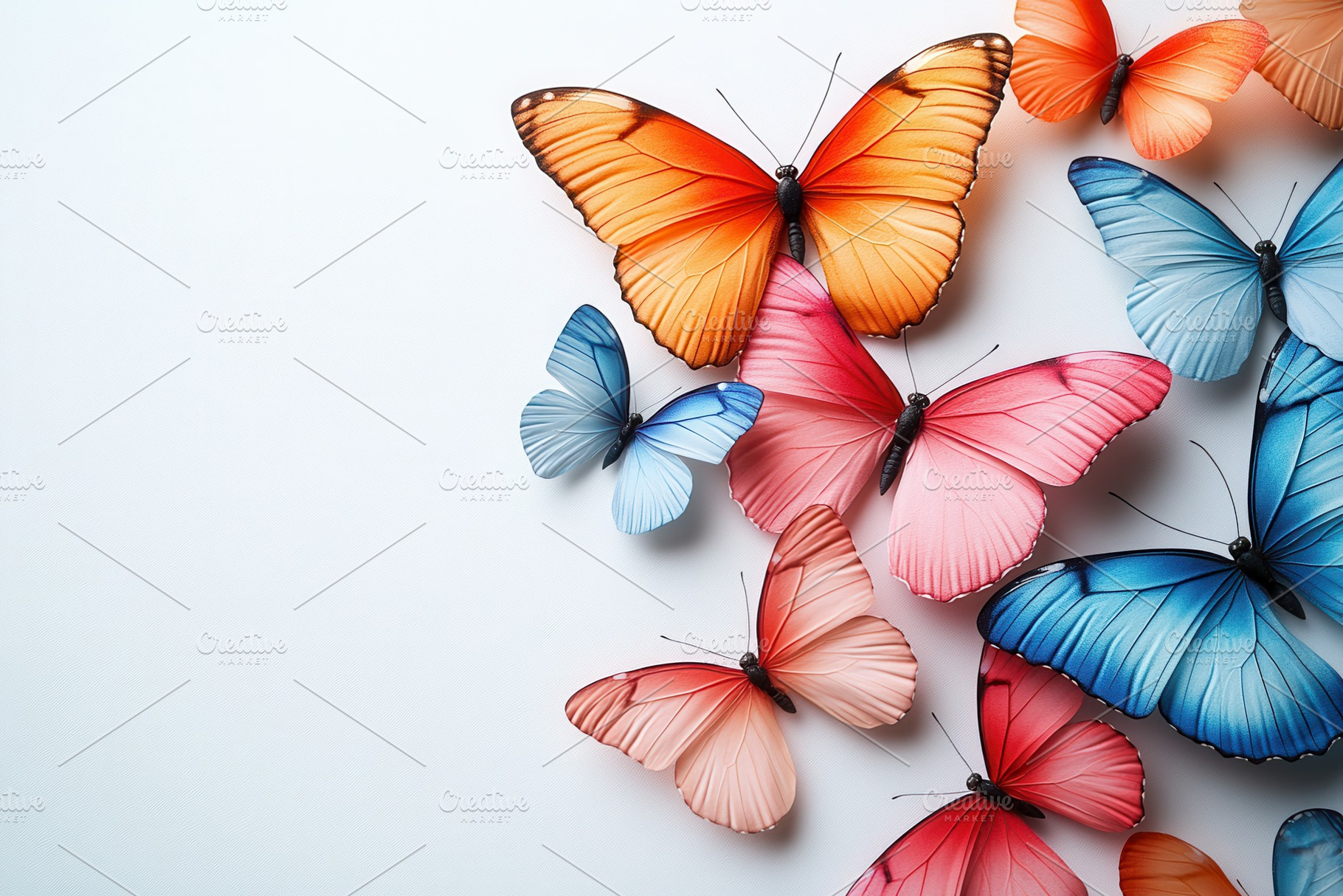 Colorful butterflies of various size, a Photo by Tanuart