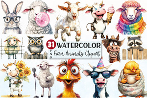 Patchwork Animals Sublimation Clipar, a Seasonal Illustration by Rose Art
