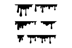 Paint Dripping. Current Drops. Black