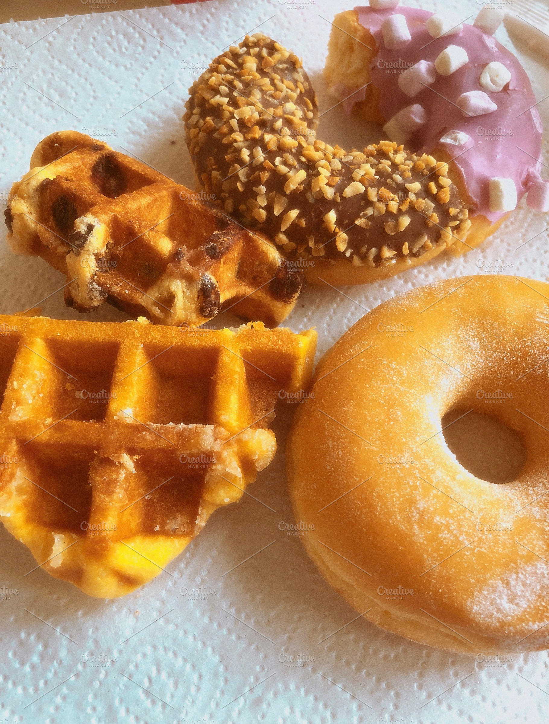beautiful delicious waffles and donu, a Food & Drink Photo by Natalia Flurno