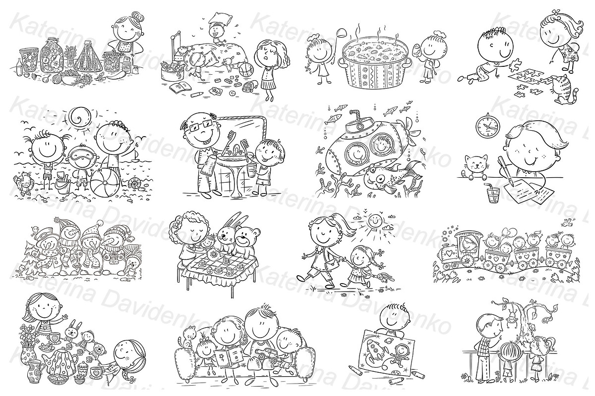 Coloring book cartoon kids bundle, an Illustration by Bubert Art (Photo 4 of 4)