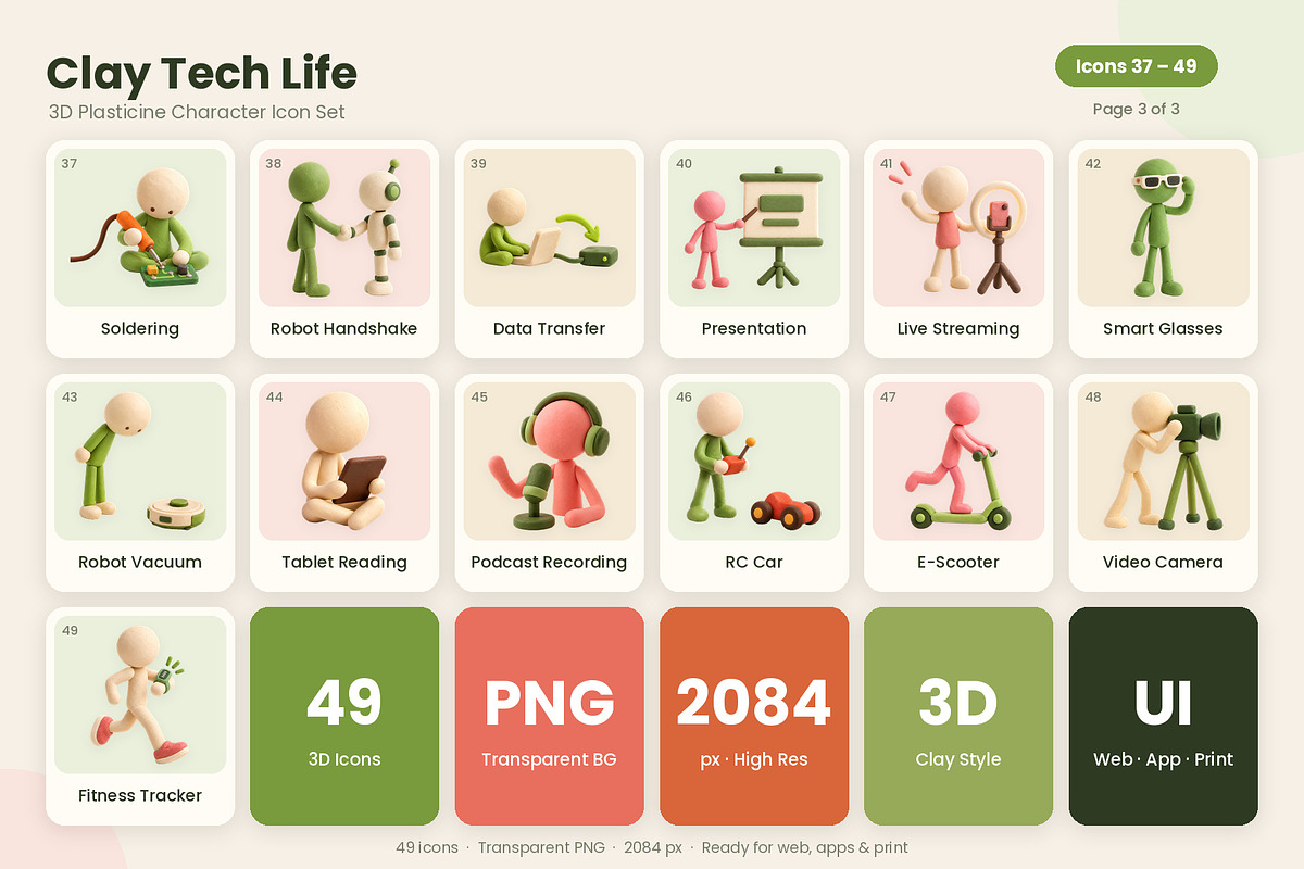 Clay Tech Life 3D Plasticine Icons, a Characters & Person 3D Model by Symbolic Language (Photo 4 of 5)