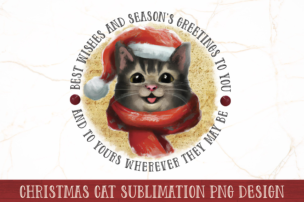 Christmas Cat Sublimation Bundle, an Animal Illustration by RossiGalleria (Photo 6 of 11)