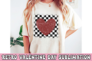 Retro Valentine Checkered Heart Svg