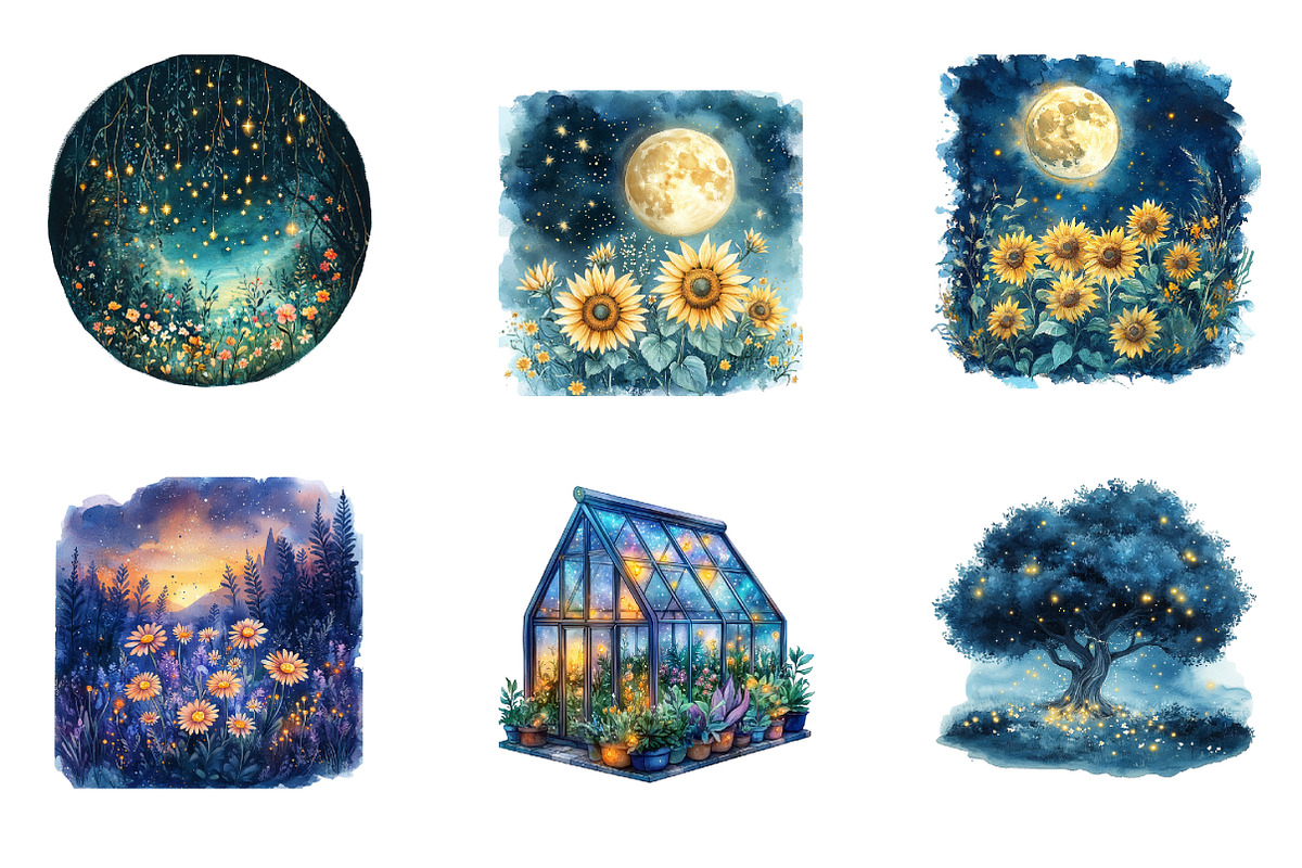 Magical Celestial Garden Clipart, an Illustration by SinaCreation (Photo 2 of 5)